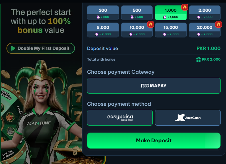 Play4Tune Deposit