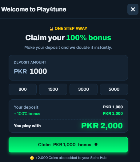 Play4Tune Welcome Bonus