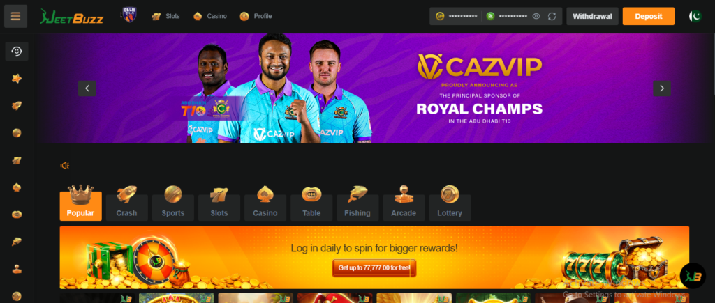 JeetBuzz Pakistan Interface