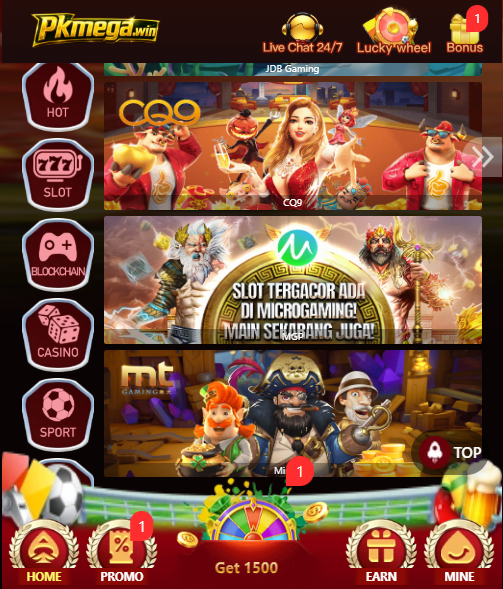 PKMega Win Game platform interface