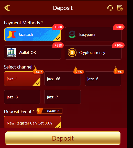 PKPlus Game Deposit Methods