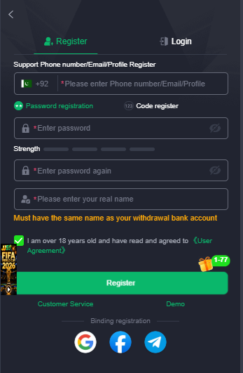 JJ55 Game Registration Process