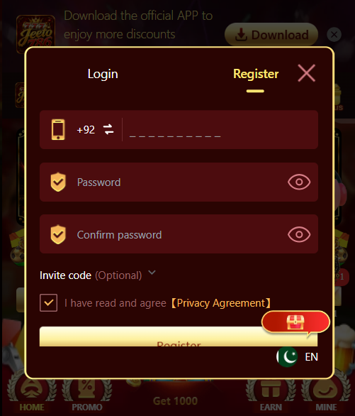 Jeeto786 Game Registration Process