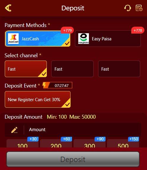 PKMega Win Game deposit methods