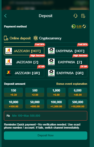 JJ77 Game Deposit Methods