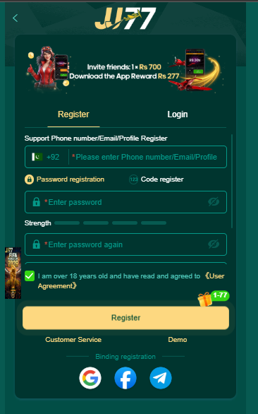 JJ77 Game Registration Process